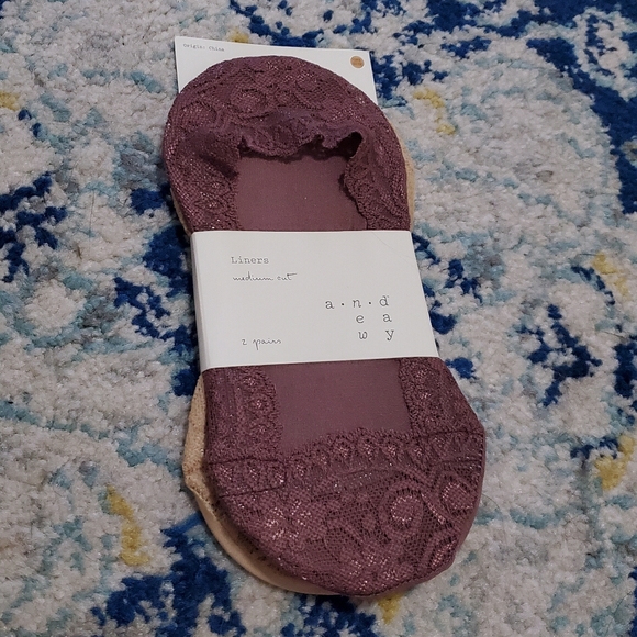 A New Day Lace Liner Socks 2 Pairs Medium Cut OS